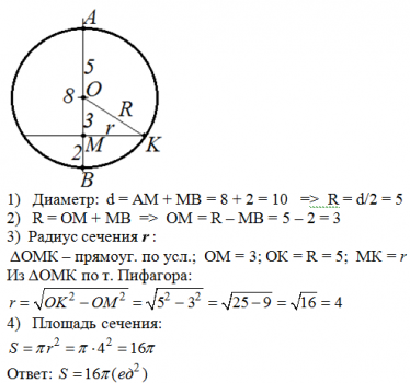 Площадь сечения через диаметр шара. Площадь сечения шара если ab=10 AC=8 BC=6. Дано шар ab=m Найдите o1a. Чему принадлежит диаметр.